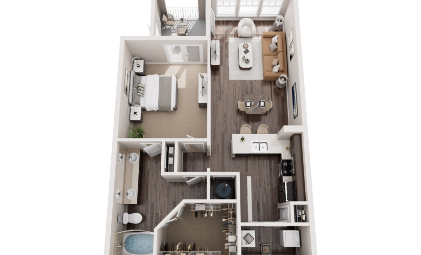 A3 - 1 bedroom floorplan layout with 1 bathroom and 853 square feet